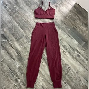 Lululemon align jogger (rare!!) and EBB to street bra set in red merlot